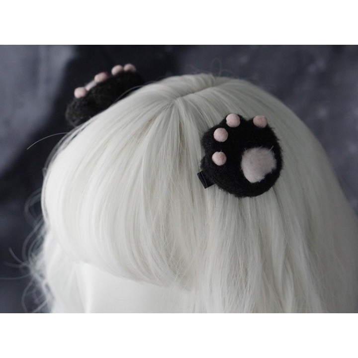 Barrettes pattes de chat faites main (la paire)