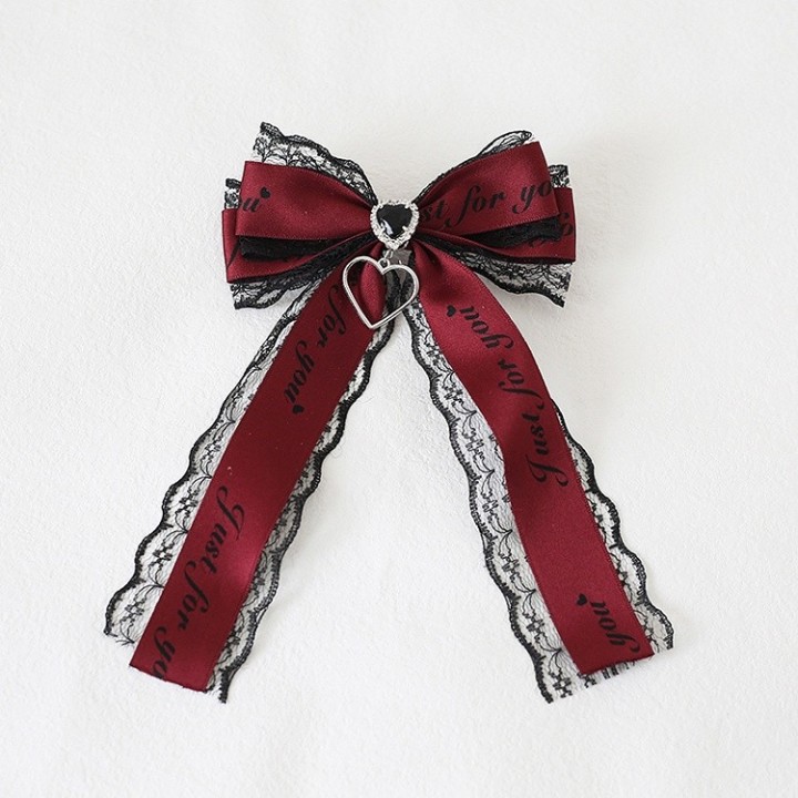 Nœud Jirai Kei à strass et dentelle, barrette ou broche – 5 coloris