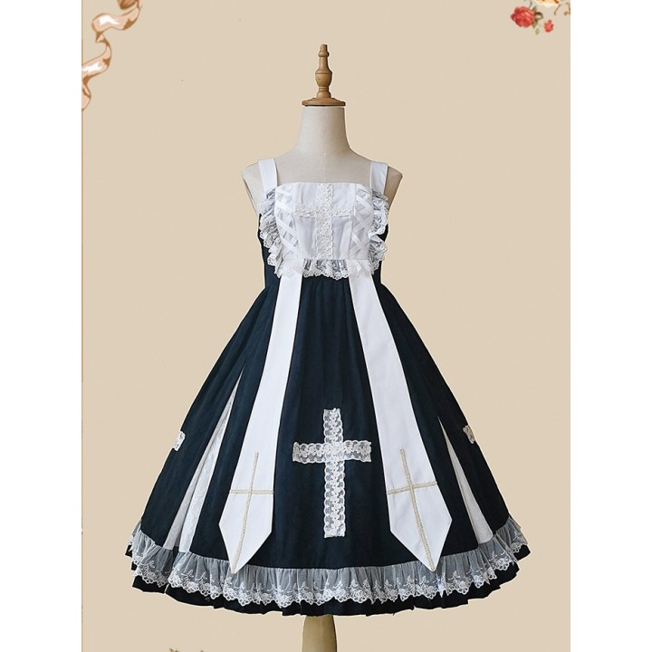 Robe JSK « Breath of Heaven » noir et blanc à croix