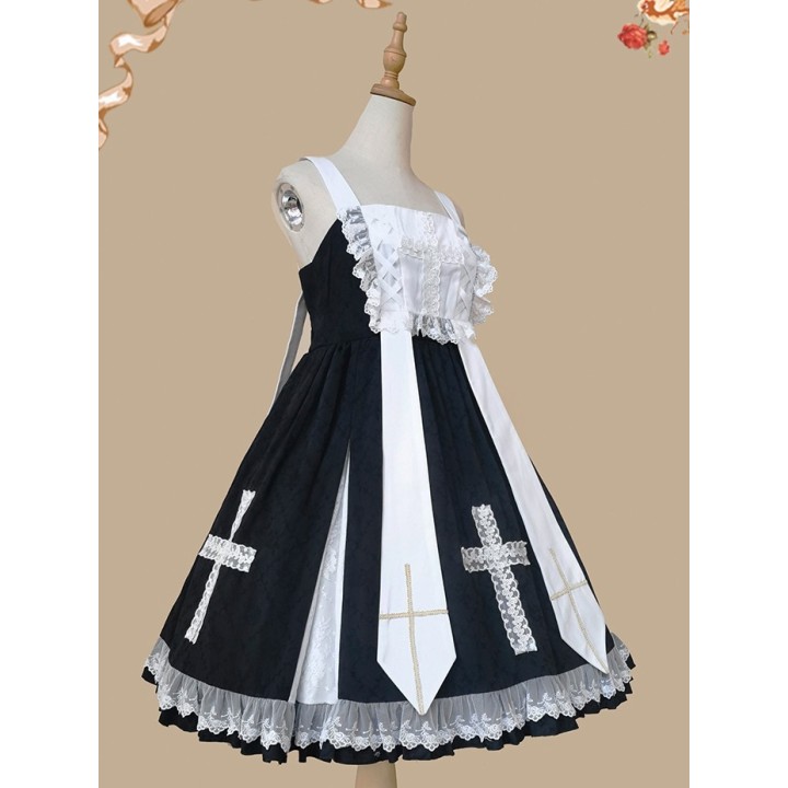 Robe JSK « Breath of Heaven » noir et blanc à croix