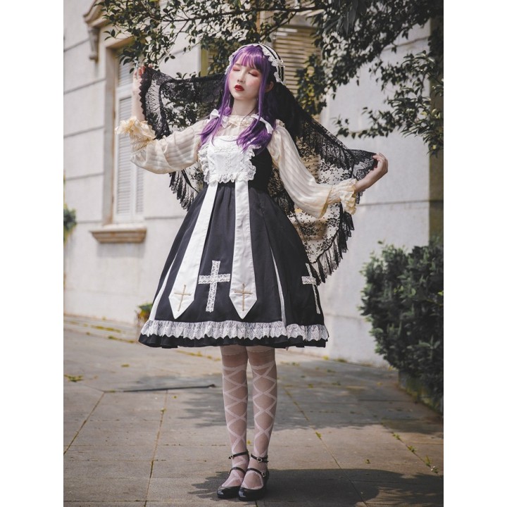 Robe JSK « Breath of Heaven » noir et blanc à croix