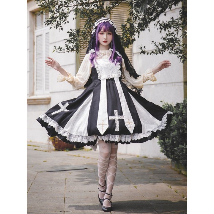Robe JSK « Breath of Heaven » noir et blanc à croix