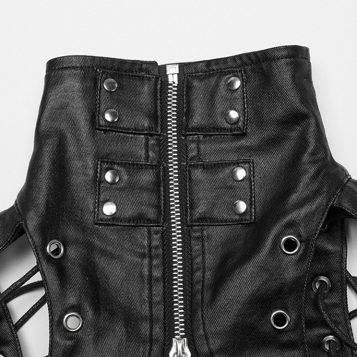 Gilet steampunk noir à col montant