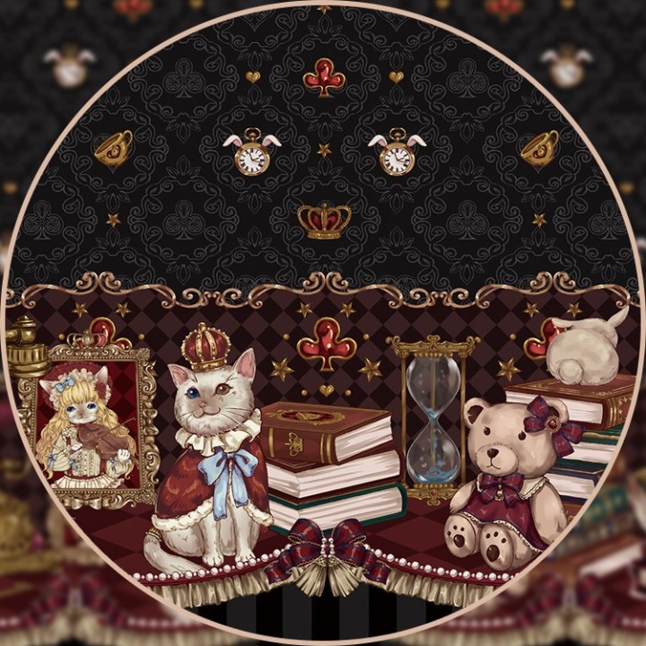 Robe one piece lolita « Crown Bear » à manches longues – Noir