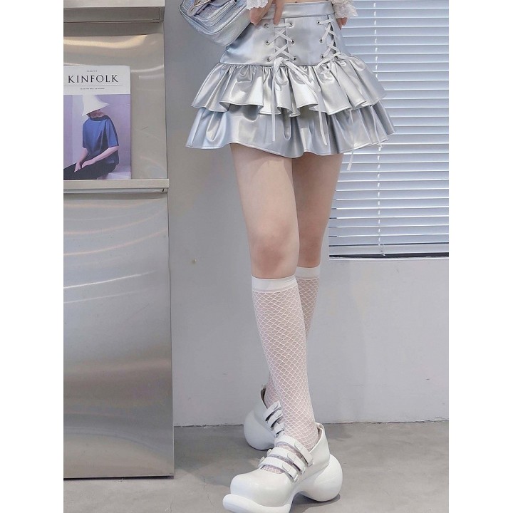 Jupe à volants taille haute – 5 coloris – Argenté