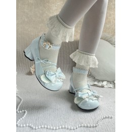 Chaussures lolita cerisier et oreilles de lapin – Bleu