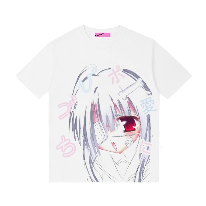 T-shirt Yami Kawaii blanc imprimé fille