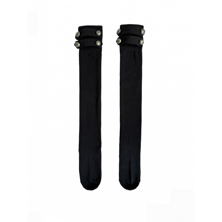 Bas cuissardes noirs à boutons métalliques