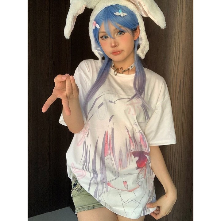 T-shirt Yami Kawaii blanc imprimé fille