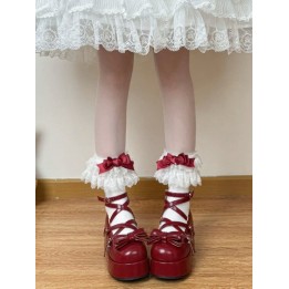 Socquettes lolita à nœud et dentelle – 6 coloris