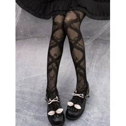 Collant voile lolita étoiles et rayures croisées