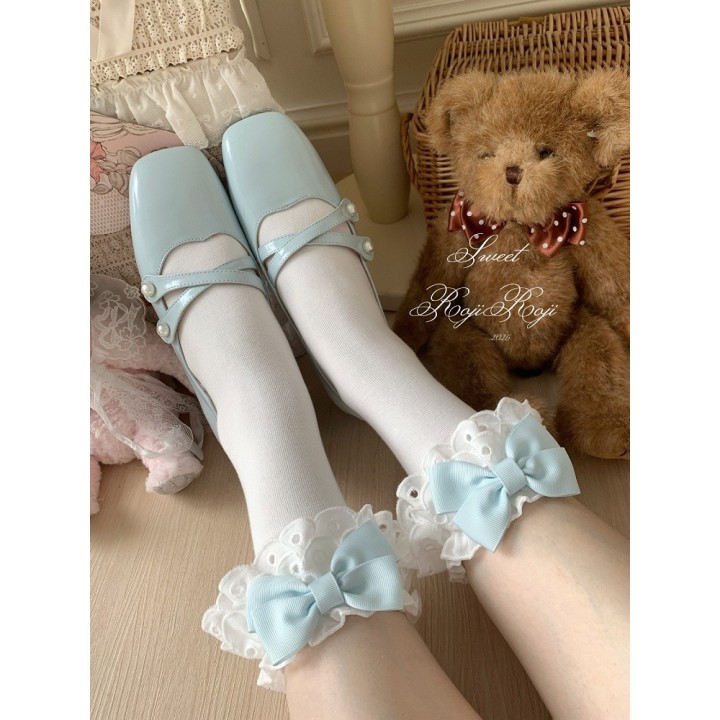 Socquettes à nœud et dentelle – 4 coloris
