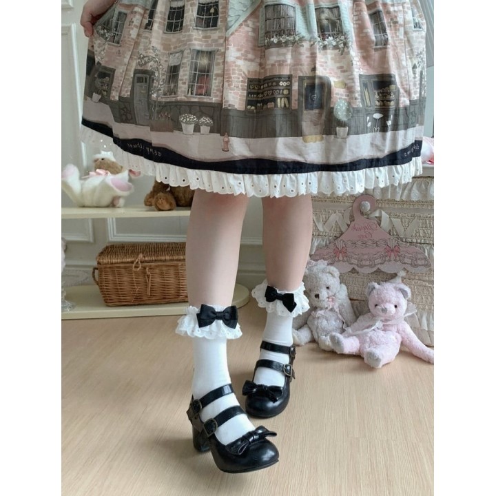 Socquettes à nœud et dentelle – 4 coloris
