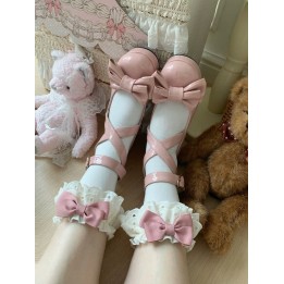 Socquettes à volant de dentelle et nœud – 10 coloris