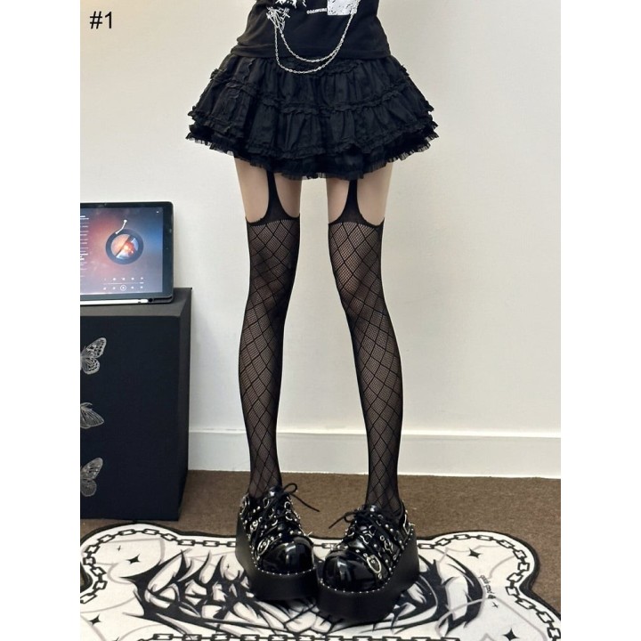 Collant noir à motif losanges – 2 modèles