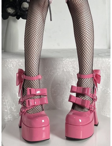 Escarpins à plateforme rose Barbie avec lacets