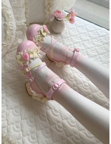 Chaussures Mary Jane Rose Fraise Crème Lolita
