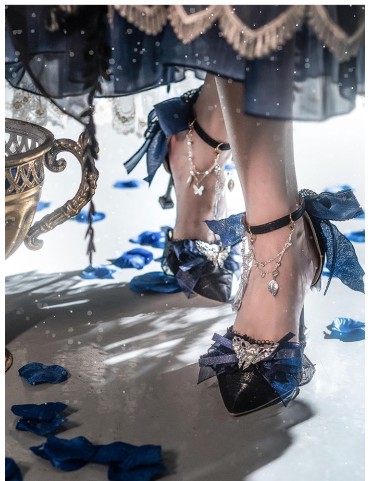 Escarpins à boucle Jiuli Bowknots et brides, 5CM / 8CM, Noir, Bleu, Lo