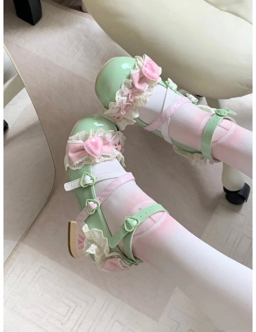 Chaussures Mary Jane Matcha Fraise Vert Sucré Lolita