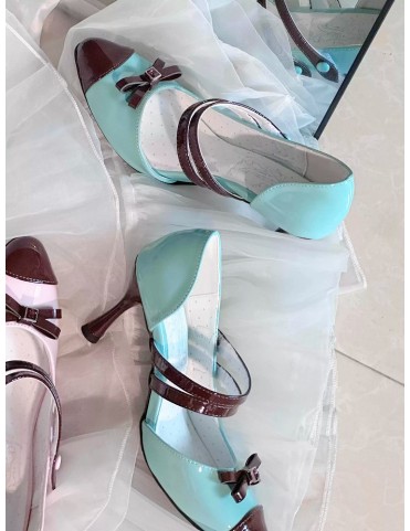 Escarpins Sweet Lolita verts et bruns avec nœud