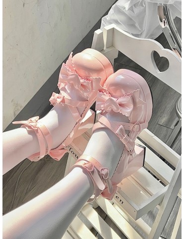 Escarpins plateforme Lolita rose avec nœuds