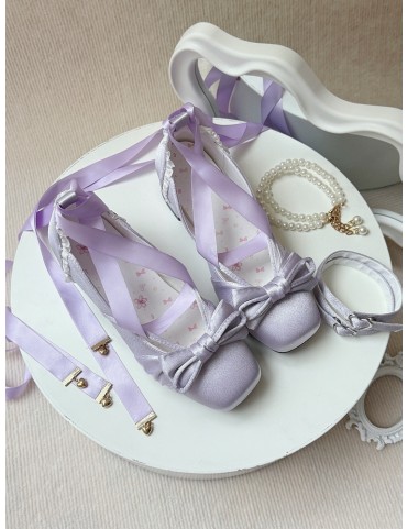 Mary Janes élégantes violettes avec nœud et brides amovibles