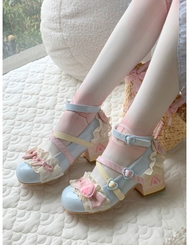Chaussures Mary Jane Bleu Sel Marin Fraise
