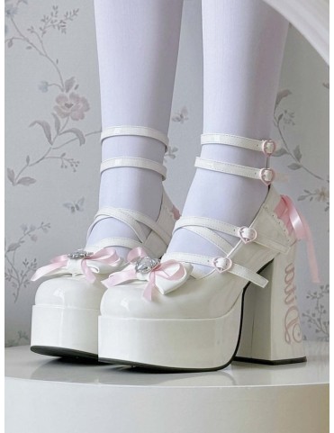 Escarpins plateforme Sweet Lolita à bloc talon et détails laçage