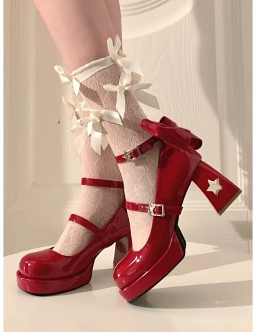 Chaussures Mary Jane Plateforme Nuit Étoilée Bordeaux - Y2K