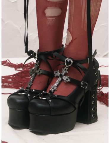 Mary Janes gothiques noires à plateforme