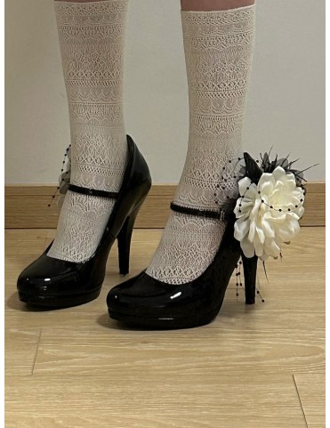 Escarpins Mary Jane élégants Lolita avec décor floral amovible