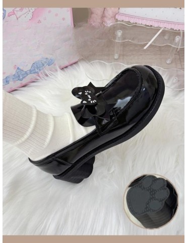 Chaussures JK Noires en PU avec nœud détachable et talon moyen