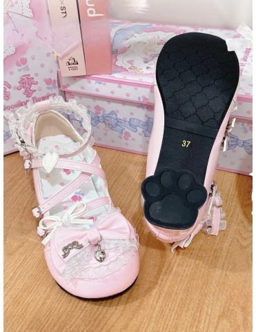 Mary Janes rose à talon moyen en cuir synthétique avec nœud, fermoir c