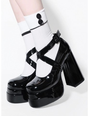 Mary Janes élégantes noires polies - Lolita