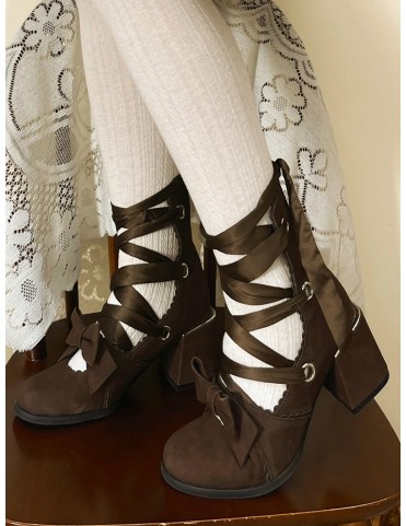 Escarpins marron chocolat en cuir synthétique Lolita à talon bloc