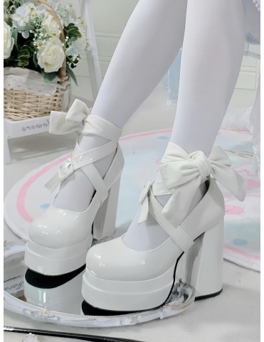 Escarpins plateforme Lolita blanche sophistiquée