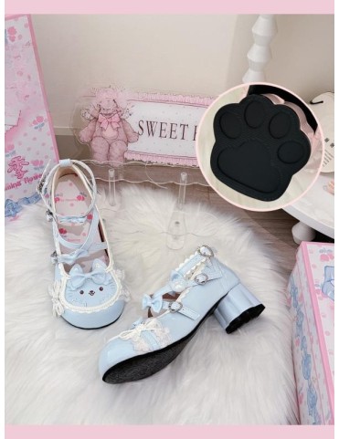 Escarpins Sweet Blue Lolita - Cuir synthétique avec détails en dentell