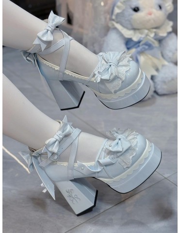 Escarpins plateforme bleu Lolita - Talon 10.5cm