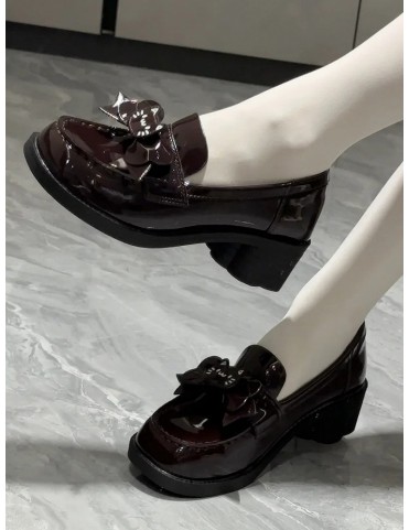 Chaussures à talons Sweet Lolita avec décor chat et nœud amovible
