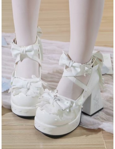 Chaussures Mary Jane Lolita en PU - Talon 8cm avec broderie carillon e