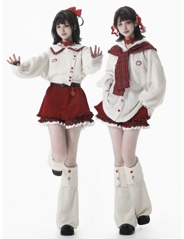 Short à carreaux rouges avec bordure en dentelle