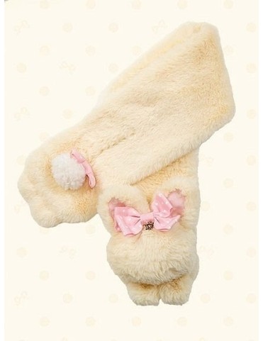 Écharpe en peluche Sweet Lolita avec nœud à pois et pompon