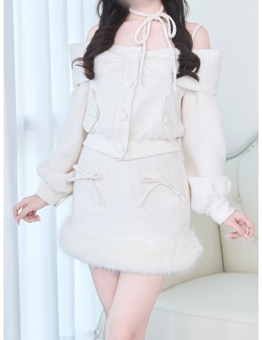 Ensemble deux pièces tweed blanc