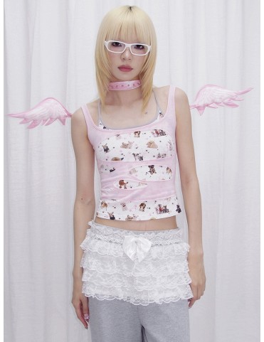 Choker Ailes d'Ange Rose avec Chaîne à Clous