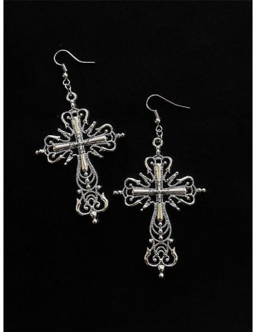 Boucles d'oreilles gothiques Silver Cross