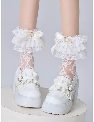Chaussettes Lolita en dentelle et nœuds