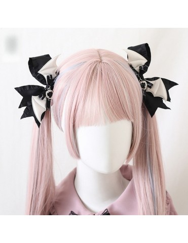 Paire de barrettes Jirai Kei à 8 couleurs avec nœuds, ailes et breloqu