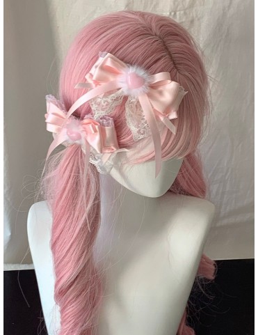 Barrette en dentelle rose Lolita avec nœud