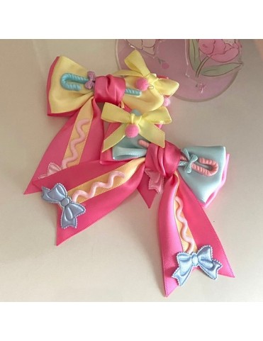 Barrette nœud ruban Lolita pastel
