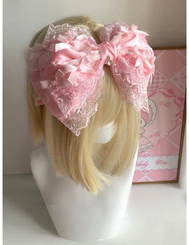 Barrette nœud papillon en dentelle surdimensionnée - Style poupée - Ro